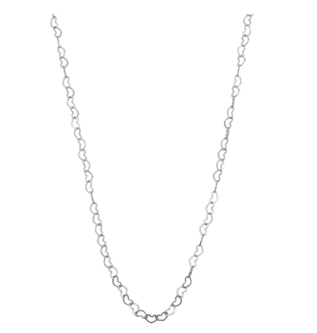 Silver Heart Link Chain Necklace | Tiger Tree
