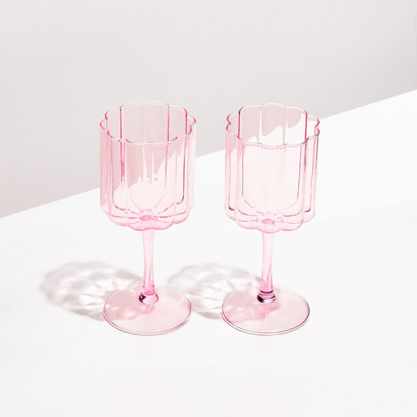 Wave Wine Glass Set | Pink | Fazeek