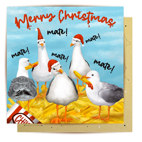 Greeting Card Santa Seagulls | La La Land