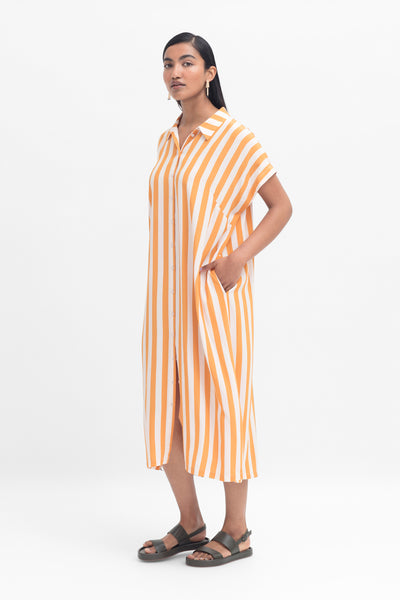 MAIKA Shirt Dress - Turmeric/Light Pink Stripe | Elk The Label | FINAL SALE 12